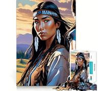 Native American Woman Adult Jigsaw Puzzles 1000 Pieces Mind Exercise Toy Calming Play Design Assembly Amazing Present (38x52cm)