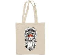 Native American Woman Art Natural Cotton Tote Bag White