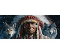 Native American Woman Diamond Art Kits Adults Large 5D Wolf Diamond Painting Kits, DIY Full Drill Crystal Art Craft Rhinestone Embroidery Cross Stitch for Adults 118x39.4 Inch/300x100 cm -LR770