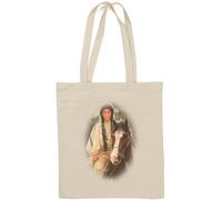 Native American Woman Horse Rider Graphic Natural Cotton Tote Bag White