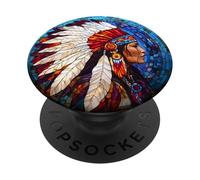 Native American Woman Portrait Artwork PopSockets Adhesive PopGrip