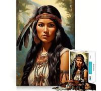 Native American Woman Portrait Jigsaw Puzzles for Adults 1000 Piece Logic Boost Toy Group Joy Premium Edge Bday Surprise (38x52cm)