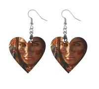 Native American Woman Women Dainty Drop Earring Heart Earring | Lightweight Earrings,Wooden Dangle Jewelry,Stylish Party Accessory