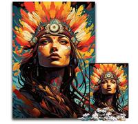 Native American Woman's Colorful Psychedelic 1000 Piece Jigsaw Impossible Jigsaw Puzzles for Adults Brain Teaser Adult Game Family Interactive Activity 1000 PCS(75x50cm)
