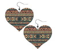 Native American1 Heart Earrings Faux Leather Double Sided Drop Dangle Earrings Fashion Lightweight Jewelry Gifts For Women'S Ear Accessories