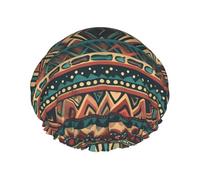 Native American1 Shower Cap For Women Reusable Double Layers Bathing Bath Cap Hair Caps Waterproof Elastic Band Ladies Spa Salon Shower Hat Hair Caps