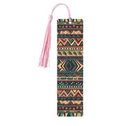 Native American1 Wooden Bookmarks 5 Pcs,Handmade Double-Sided Printed Book Marks Page Markers with Pink Tassels Book Accessories Gift for Book Lovers Women Men