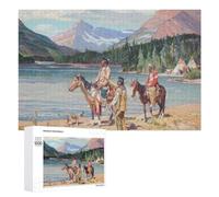 Native Americans At Lake Jigsaw Puzzle, 1000 PCS, for Adults And Families, A Satisfying Project for Experienced Puzzlers, for Indoor Play