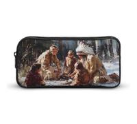Native Americans in Winter Cute Pencil Case 8.7" * 4.7" * 2"