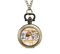 Native Americans Vintage Pocket Watch with Chain Arabic Numerals Scale Quartz Pocket Watches Gifts for Men Women