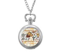 Native Americans Vintage Pocket Watch with Chain Arabic Numerals Scale Quartz Pocket Watches Gifts for Men Women