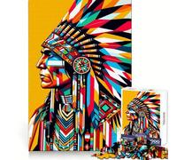 Native Americans Wpap 1000 Piece Jigsaw Puzzle for Adults Logic Toy Relaxing Fun Design Assembly Santa Wish Gift (38x26cm)