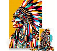Native Americans Wpap 1000 Piece Jigsaw Puzzle for Adults Logic Toy Relaxing Fun Design Assembly Santa Wish Gift (38x26cm)