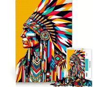 Native Americans Wpap 1000 Pieces Jigsaw Puzzles for Teenagers Improve Recall Quiet Hobby Exact Edge Birthday Gift (50x75cm)