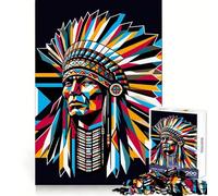 Native Americans Wpap Jigsaw Puzzle for Teenagers 1000 Pieces Memory Gain Calm Relax Design Assembly Classic Gift (38x52cm)