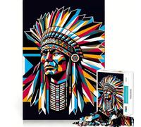 Native Americans Wpap Jigsaw Puzzles for Adults 1000 Piece Logic Boost Toy Group Joy Premium Edge Bday Surprise (50x75cm)