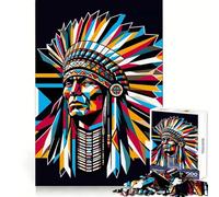 Native Americans Wpap Jigsaw Puzzles for Adults 1000 Piece Logic Boost Toy Group Joy Premium Edge Bday Surprise (50x75cm)