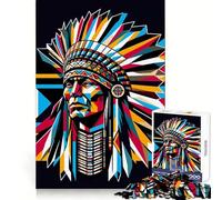 Native Americans Wpap Jigsaw Puzzles for Teenagers 1000 Pieces Think Toy Soothing Fun Clean Cut Art Collectible (38x26cm)