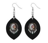 Native Chief Dreamcatcher Women Dainty Drop Apricot Shaped Earring | Lightweight Earrings,Wooden Dangle Jewelry,Stylish Party Accessory
