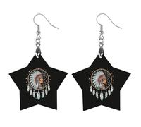 Native Chief Dreamcatcher Women Dainty Drop Earring Star Earring | Lightweight Earrings,Wooden Dangle Jewelry,Stylish Party Accessory