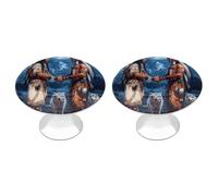 Native Chiefs Wolf and Moon 2 PCS Cabinet Knobs Round Mushroom Drawer Door Knob Pull Handles for Dresser Kitchen