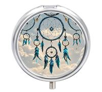 Native Dream Catcher Pill Box Case with 3 Individual Compartments Compact Portable Medication Management Mini Small Pill Organizer for Vitamins Medication Fish Oil Supplements