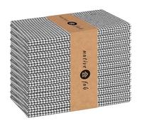 Native Fab 100% Cotton Cloth Napkins 18x18 inches, Houndstooth Dinner Napkins, Set of 12, Soft Breathable Absorbent, Machine Washable Cloth Napkins, Grey