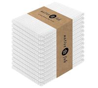 Native Fab 12 Dish Towels Set 40 x 66 cm, 100% Cotton Kitchen Towels with Hanging Loop, Thick Bar Towels, Soft Absorbent Durable Washable Tea Towels White