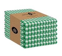 Native Fab 6 Pack Kitchen Towel with Hanging Loop 16x26 inches, Cotton Gingham Check Kitchen Towels for Drying Dishes, Soft & Absorbent Washcloths, Dish Cloth, Green White