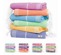 Native Fab 6 Pack Turkish Beach Towels, Oversized 40"x71", 100% Cotton, Thin & Lightweight, Quick-Dry, Sand-Free, Soft, Travel Friendly, Compact, Ideal for Pool, Spa, Gym, Beach - Multi 6 Colors