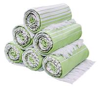 Native Fab Beach Towels Set - Green Striped Hammam Towel - 6 Pack - 40"x71" - Quick Dry, Absorbent, Thin, Sand Resistant - 100% Cotton Turkish Towel for Adults, Bath, Pool - Green and White