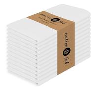 Native Fab Cloth Napkin Set of 12, 100% Cotton, Washable Fabric, Reusable Cloth Napkin 17x17 inches, Table Decor Napkins for Wedding, Dinner, Events - White