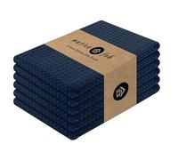 Native Fab Cotton Kitchen Towel with Hanging Loop 16x26 inches, 6-Pack, Waffle Weave Kitchen Towels for Cleaning Drying, Washcloths Soft & Absorbent Cloth Rags, Bar Towel, Dish Cloth, Navy