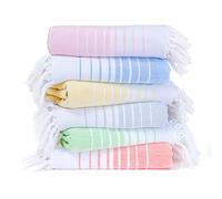 Native Fab Turkish Beach Towels - 6 Pack - Oversized 40"x71" - 100% Cotton, Lightweight, Thin, Quick Dry, Sand Free - Large Striped Towel for Adults, Travel, Bath, Swim, Camp - Multi 6 Colors