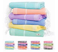 Native Fab Turkish Cotton Beach Towels Set of 6, Oversized 40x71 Inches, Thin & Lightweight, Quick Drying, Sand Resistant, Compact for Travel - Perfect for Summer, Beach, Pool, Spa - Multi 6 Colors