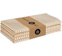 Native Fab Vintage Farmhouse Stripe Cloth Napkins 100% Cotton 45x45 cm, Set of 4, Soft Breathable Reusable Absorbent Washable Napkins for Lunch, Daily Use, Party, Table Dinner, Yellow Beige