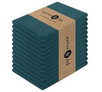 Native Fab Waffle 12 Pack 100% Cotton Kitchen Dish Towels 16x26 Absorbent Durable Washable, Tea Towels, Dish Cloths, Bar Towels, Cleaning Towels, Kitchen Towels with Hanging Loop, Teal Green