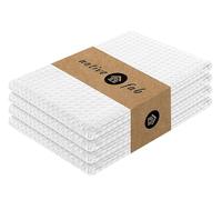 Native Fab Waffle Weave Set of 4 100% Cotton Kitchen Dish Towels 40x66 cm Absorbent Durable Washable, White