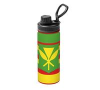 Native Hawaiian Flag 18OZ sports thermos bottle, stainless steel, full print, suitable for outdoor, commuting, camping stool