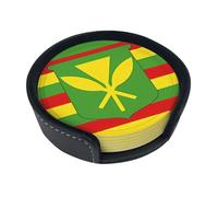 Native Hawaiian Flag 6-Piece Coaster Set for Home Decor and Desktop Protection, Suitable for Various Cups and Coffee Mugs.