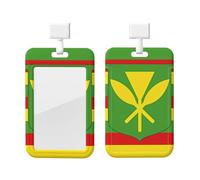 Native Hawaiian Flag ABS ID Badge Holder with Lanyard, Slide Cover Waterproof Anti-Fouling, Durable for Work - Events