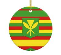 Native Hawaiian Flag Christmas Ceramic Ornaments For Women, Xmas Trees Decorations - Hanging Ornaments