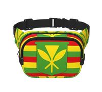Native Hawaiian Flag Fitness travel shoulder bag, fashionable and casual waist bag, square double-layer waist bag, Black, One Size, Black, One Size