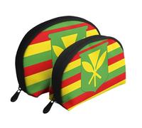 Native Hawaiian Flag Portable Bags Clutch Pouch.2-Piece Makeup Bag Set, Large & Small Travel Cosmetic Pouches