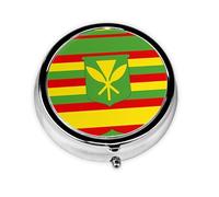 Native Hawaiian Flag Round Pill boxï¼ŒPill Boxï¼Œ Portable On-The-Go Pocket Pharmacy,