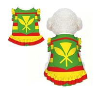 Native Hawaiian Flag Ruffle Dog Dress Frilly Sleeveless Breathable Summer Party for Small Dogs Cats L