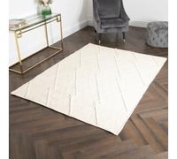 Native Home & Lifestyle Cream Diamond Pattern Large Wool Rug in Beige | Size: 160 cm x 230 cm Native Home & Lifestyle Beige 160 cm x 230 cm