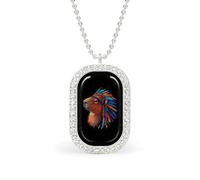 Native Indian Capybara Women's Square White Diamond Necklace Adjustable Pendant Chain Gift for Mom