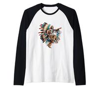 Native Indian / Cherokee Tribe Chief / Feather Headdress Raglan Baseball Tee