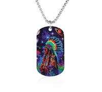 Native Indian Chief Backlight Rocker Pendant Necklace Hip Hop Chains Statement Choker for Women Men